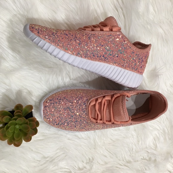 Dusty Pink Glitter Sneakers - Picture 6 of 7